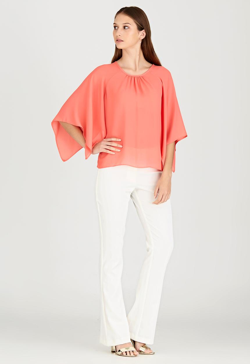 edit - Volume Split Sleeve Blouse Coral