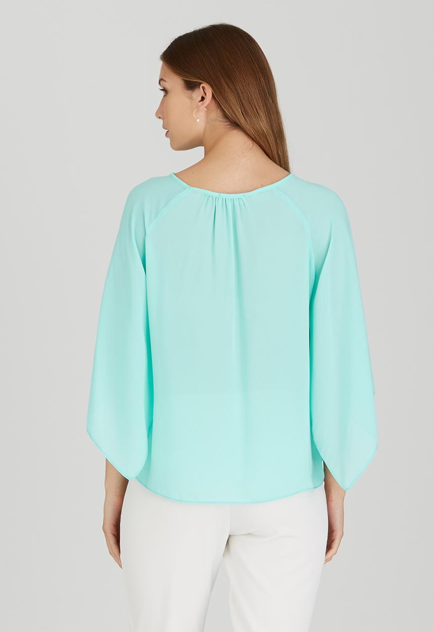 edit - Volume Split Sleeve Blouse Light Green