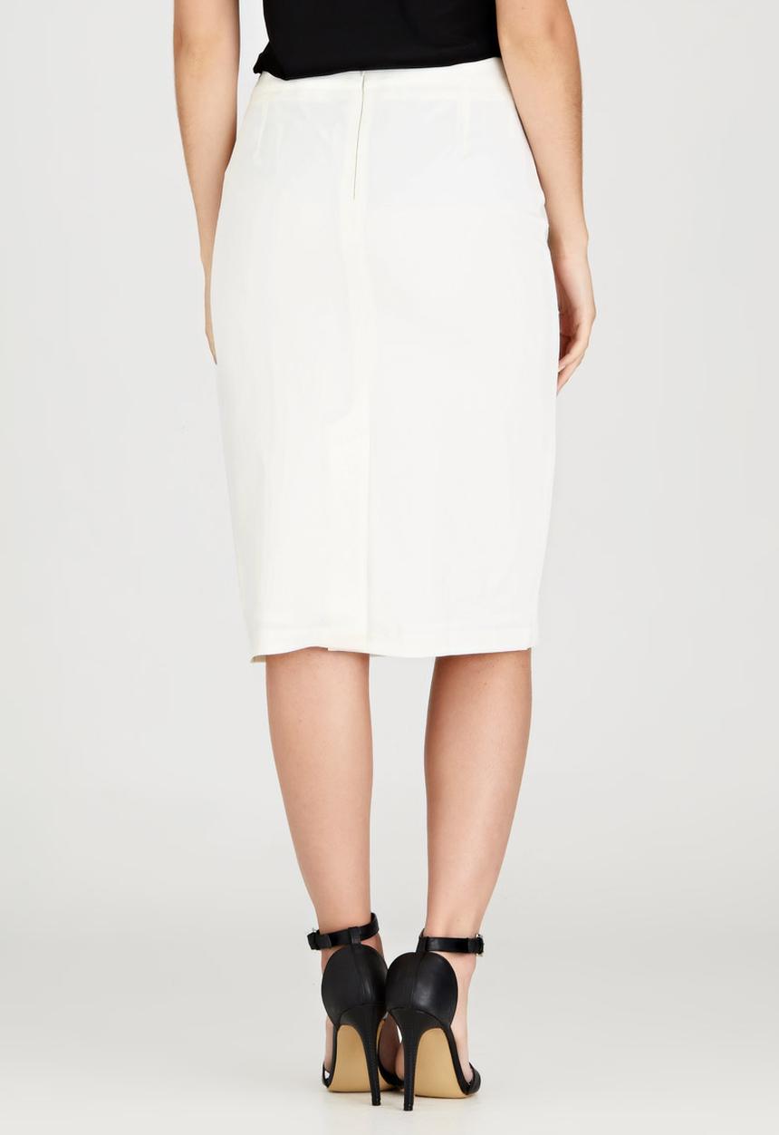 edit - Semi-fitted Skirt with Button Detail Milk
