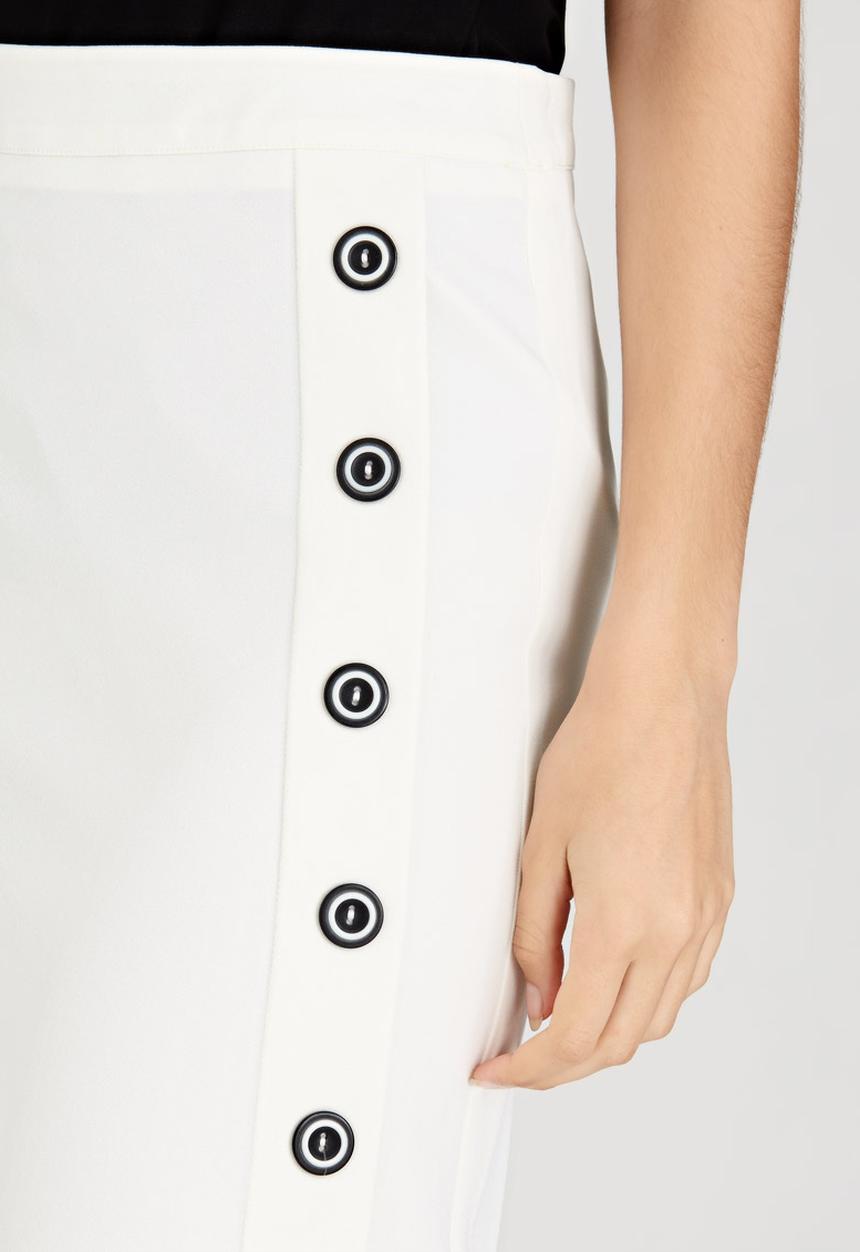 edit - Semi-fitted Skirt with Button Detail Milk