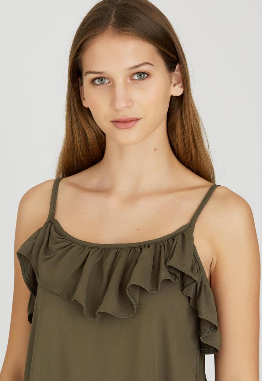 edit - Cami with Frills Khaki Green