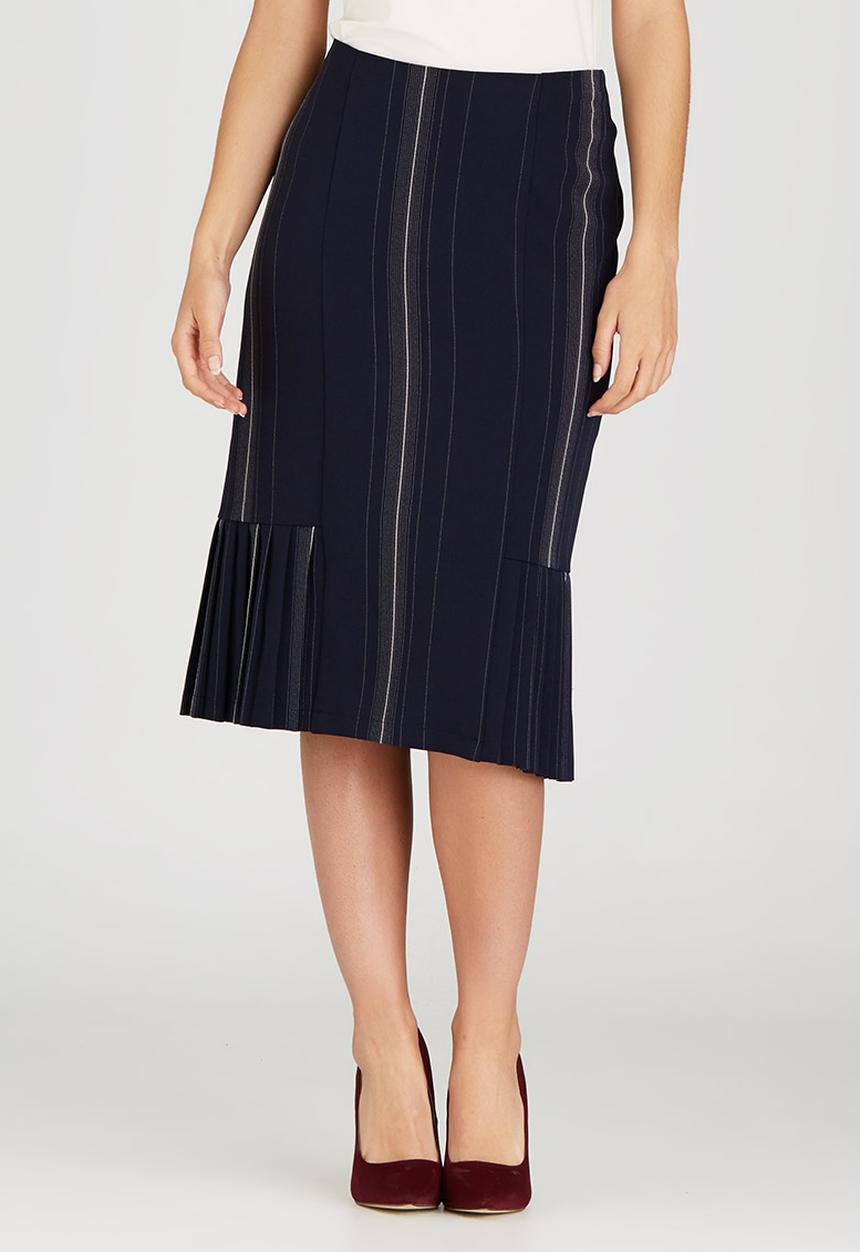 edit - Side Pleated Skirt Blue and White