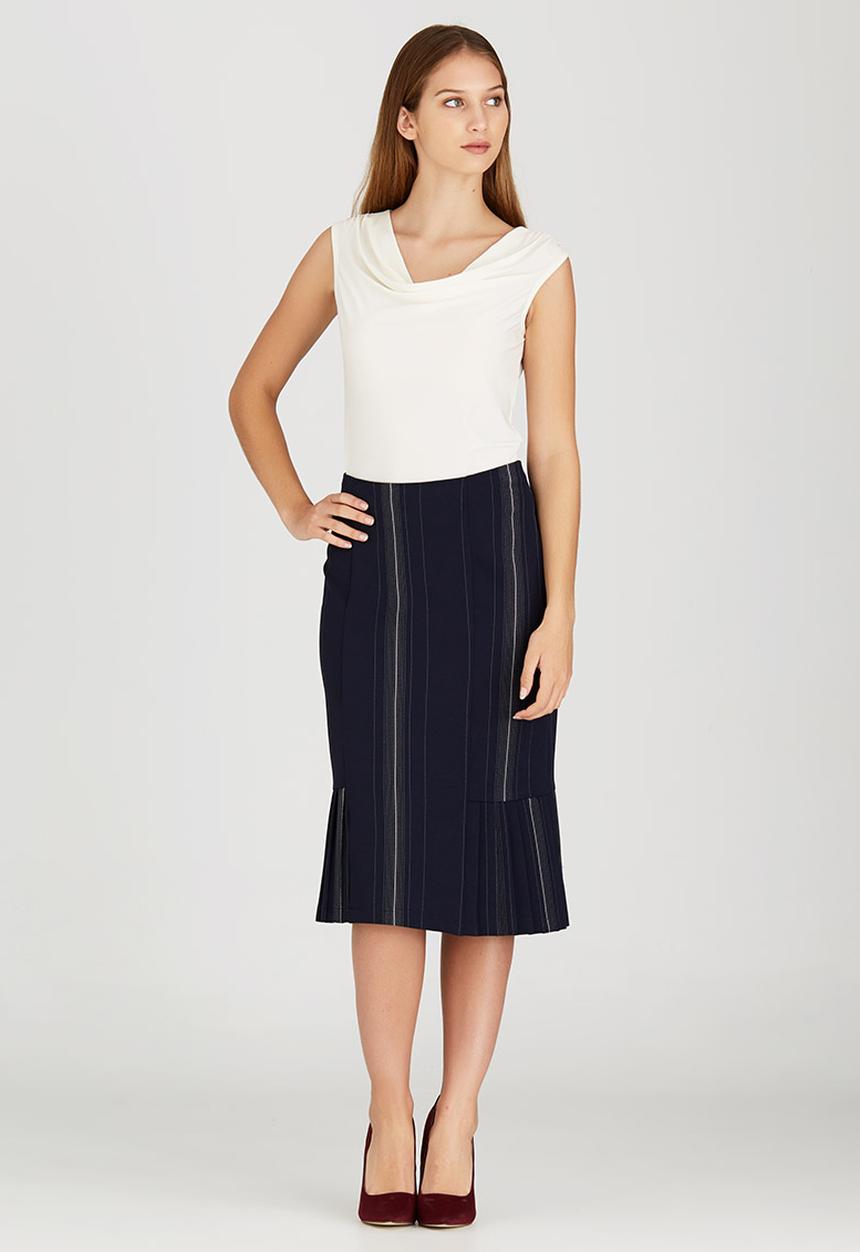 edit - Side Pleated Skirt Blue and White