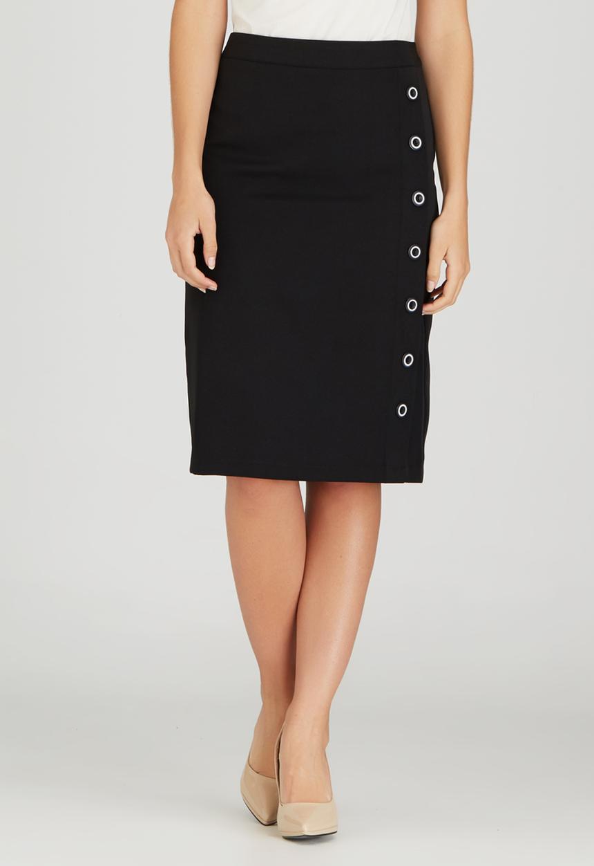 edit - Semi-fitted Skirt with Button Detail Black