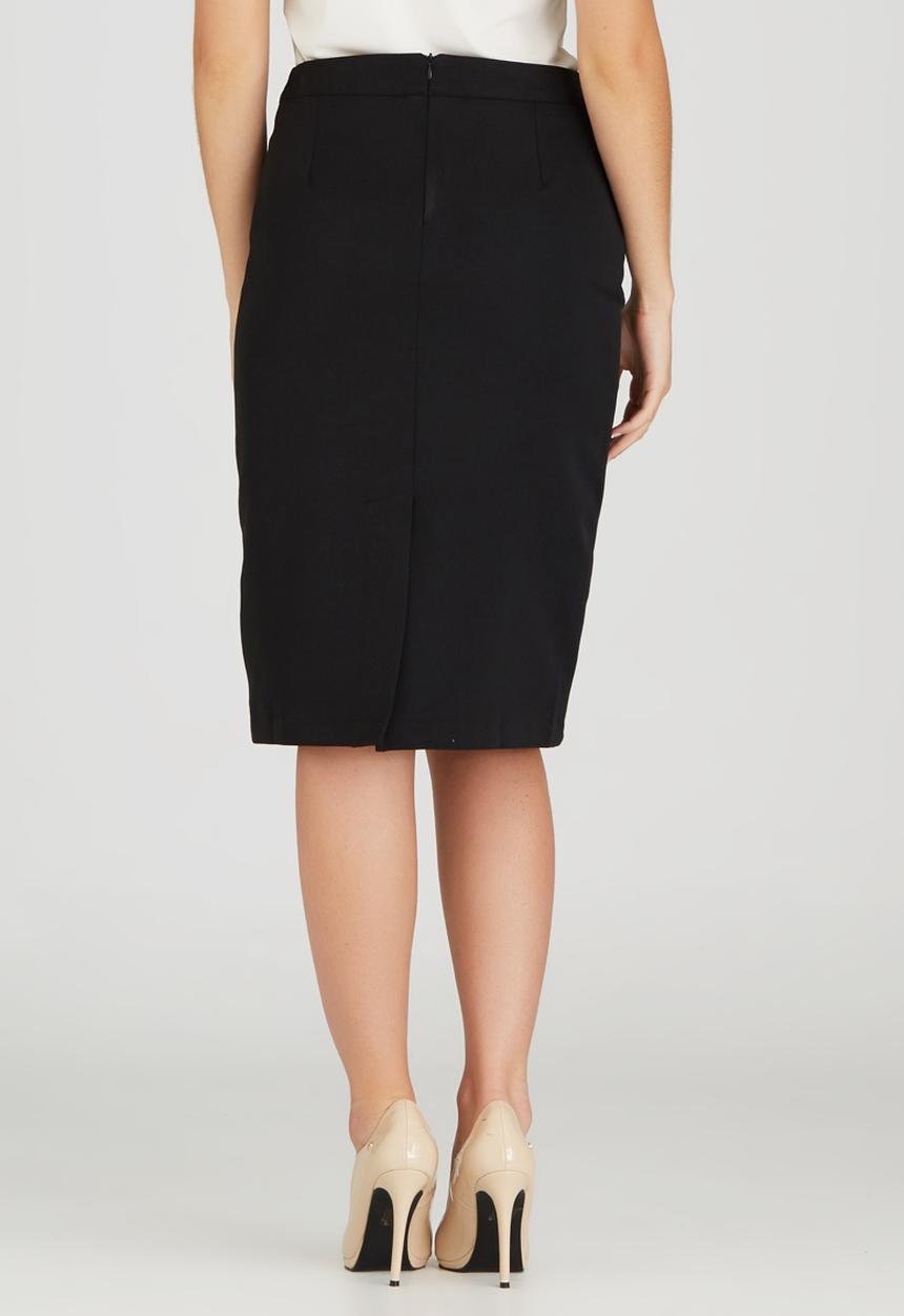 edit - Semi-fitted Skirt with Button Detail Black