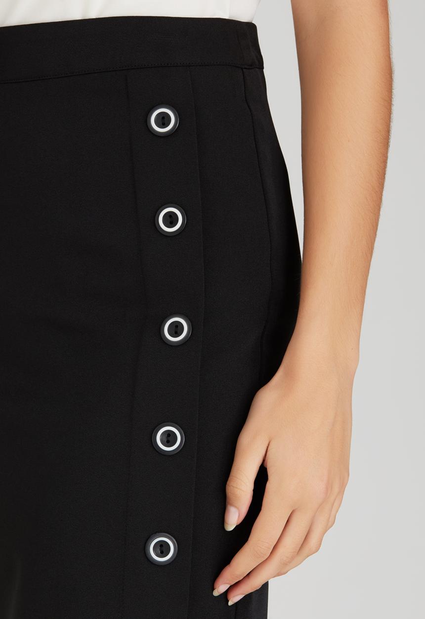 edit - Semi-fitted Skirt with Button Detail Black