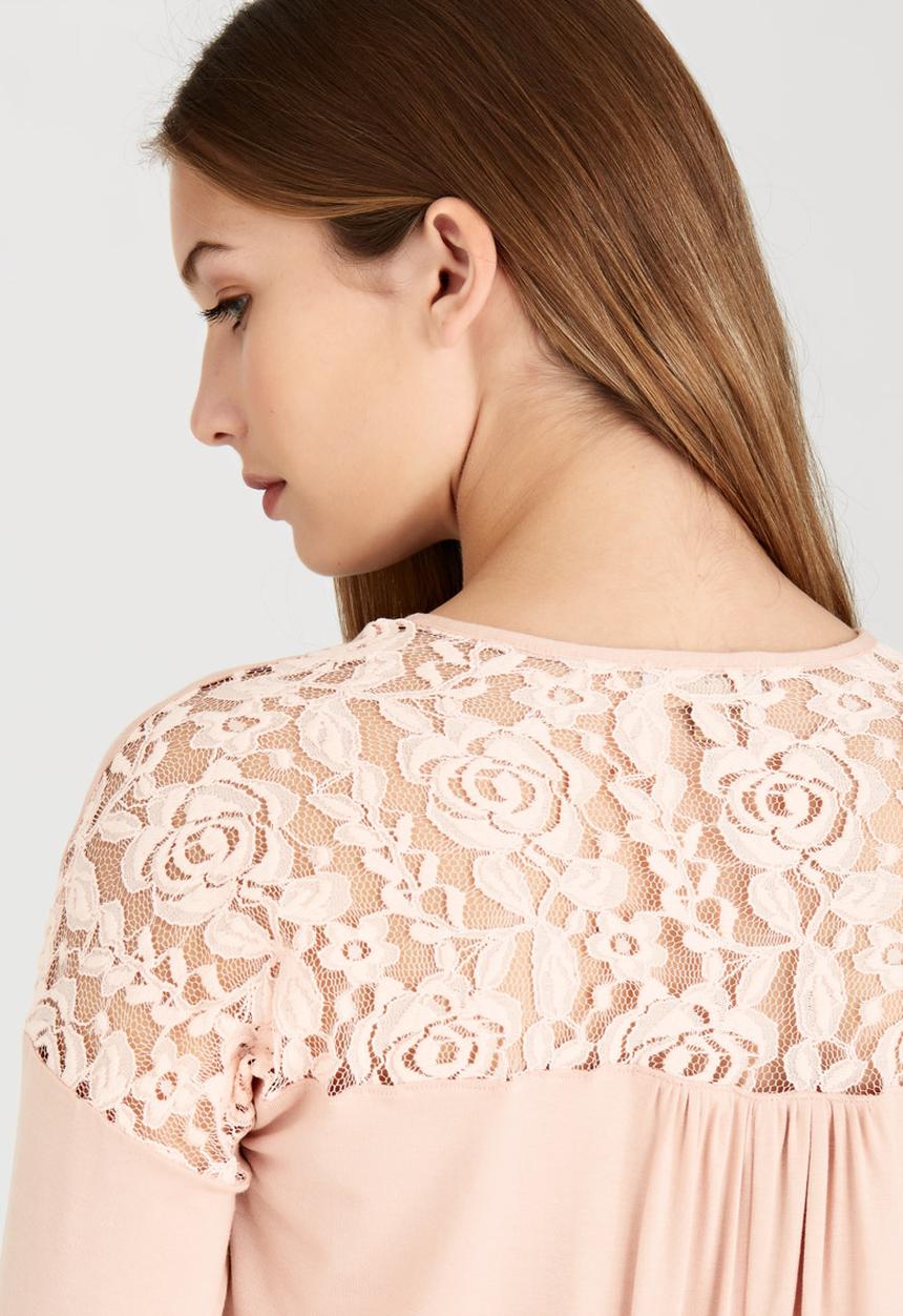 edit - Front Wrap-over Top with Lace Insets Pale Pink