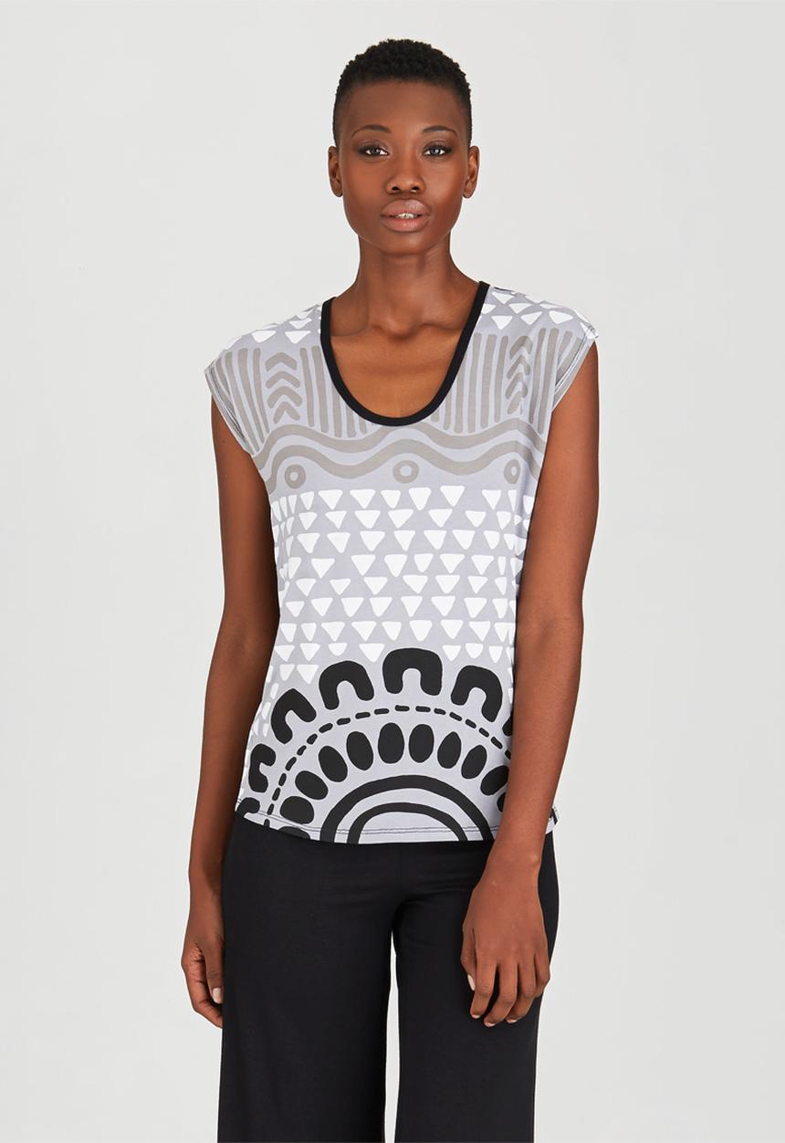 OLKA POLKA - All Over Print Top Black