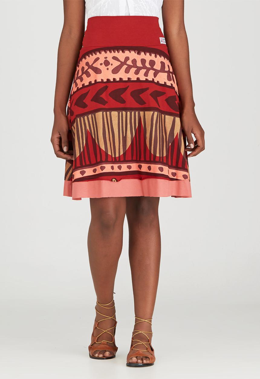 OLKA POLKA - Cuba Printed Skirt Dark Brown