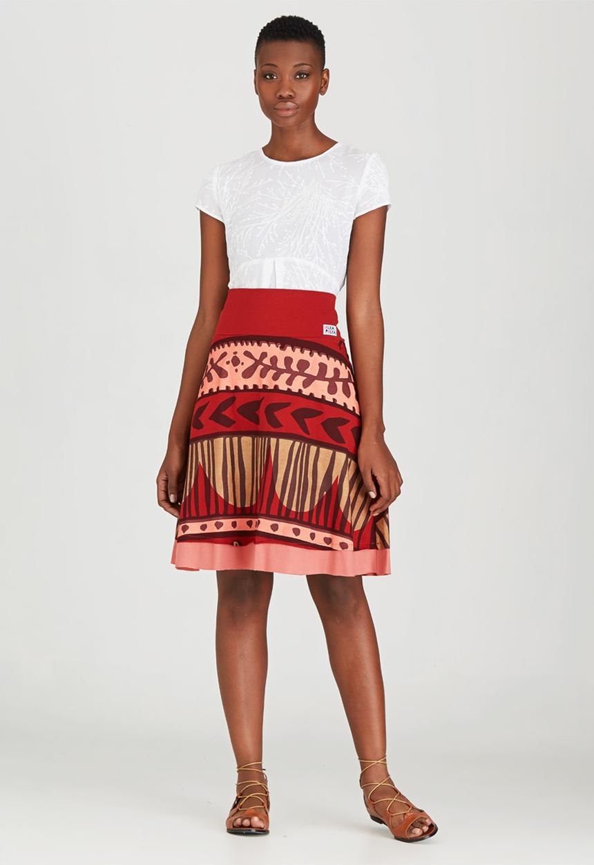 OLKA POLKA - Cuba Printed Skirt Dark Brown