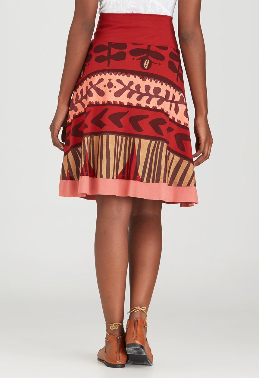 OLKA POLKA - Cuba Printed Skirt Dark Brown