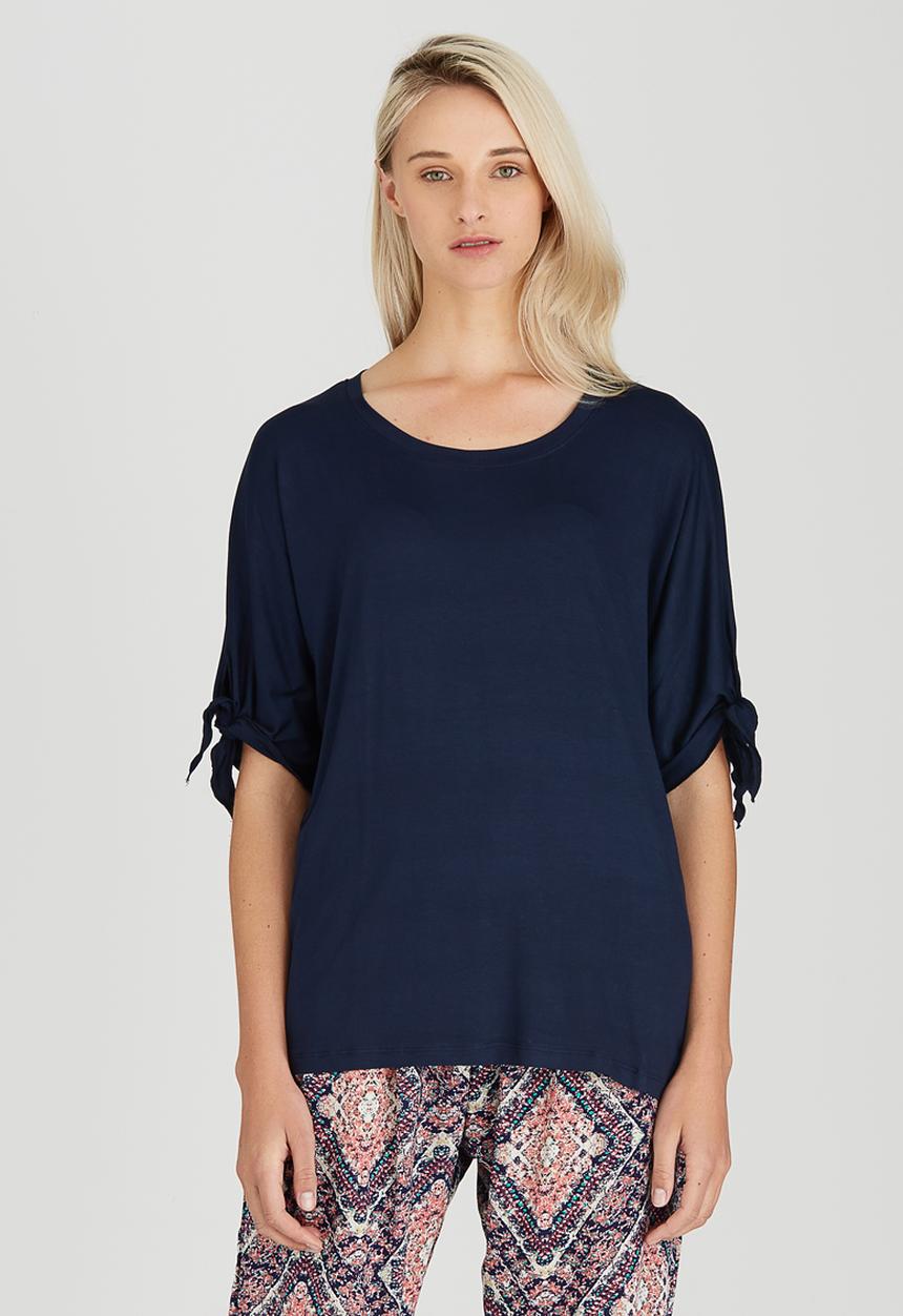 Slick - Olivia T-shirt with Sleeve Detail Navy