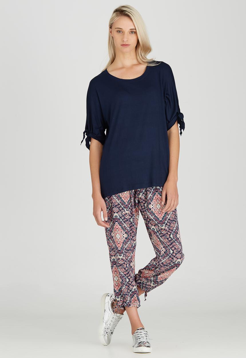Slick - Olivia T-shirt with Sleeve Detail Navy
