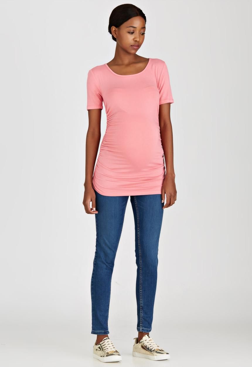 Cherry Melon - Side Gauge Short Sleeve Top Coral