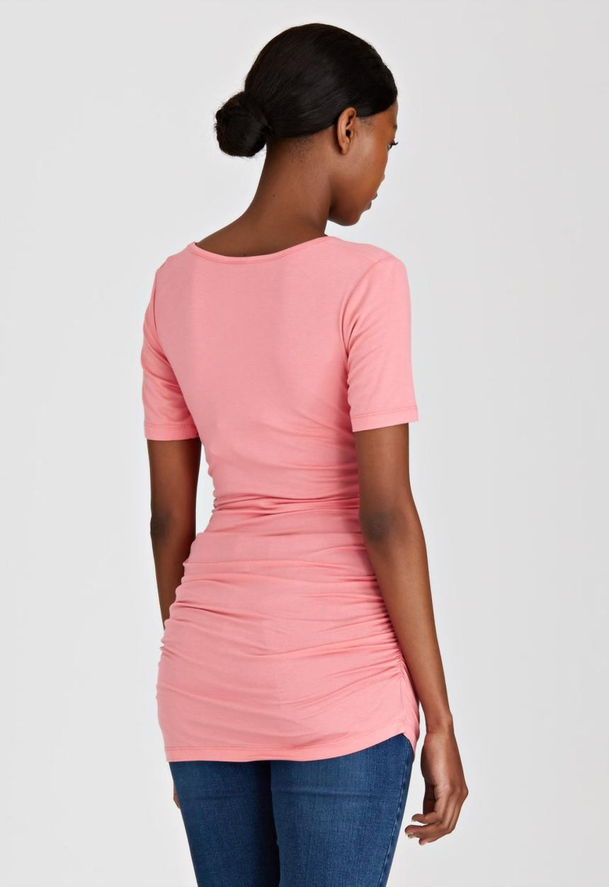 Cherry Melon - Side Gauge Short Sleeve Top Coral