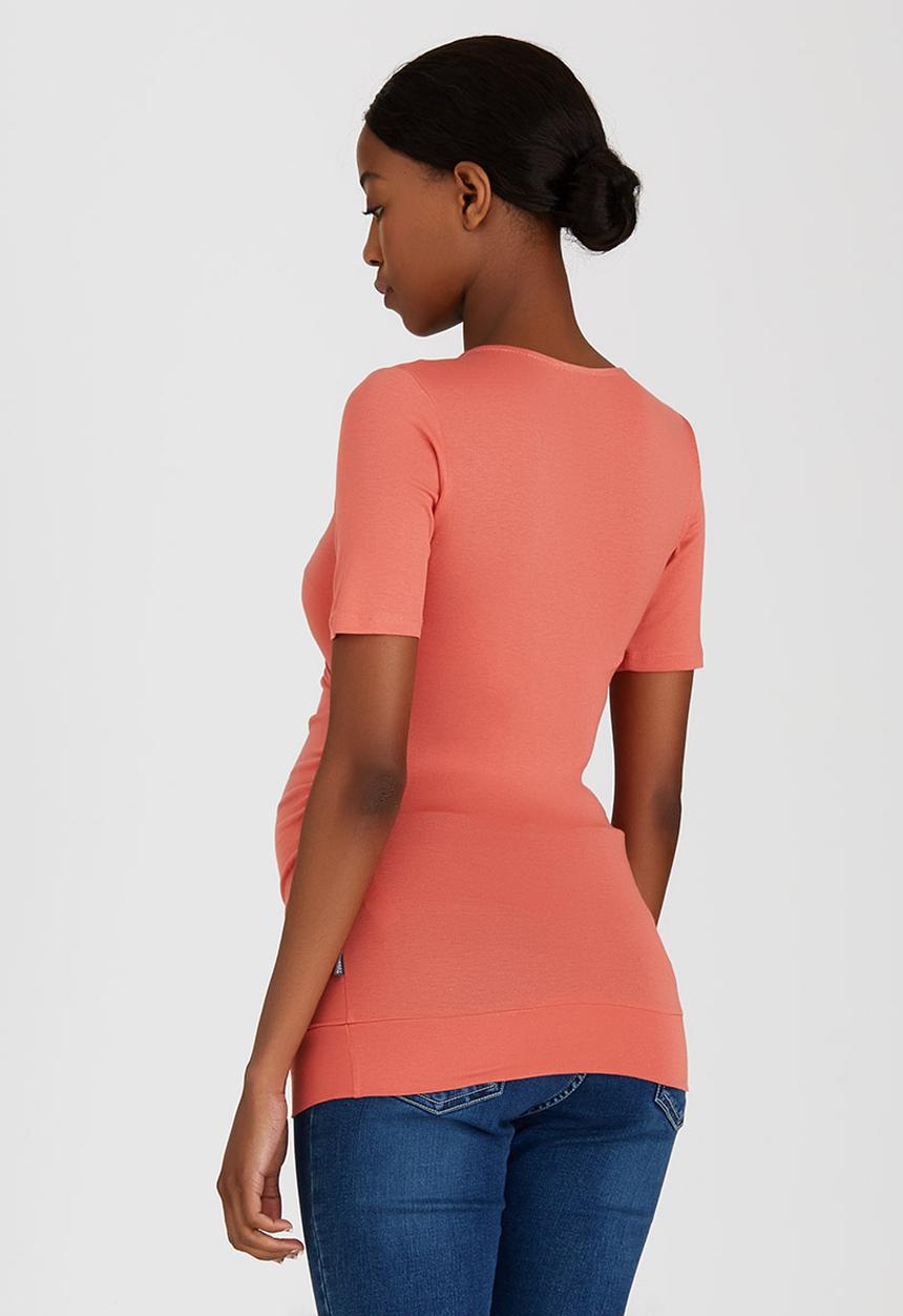 Cherry Melon - Short Sleeve Wrap Front Top Orange