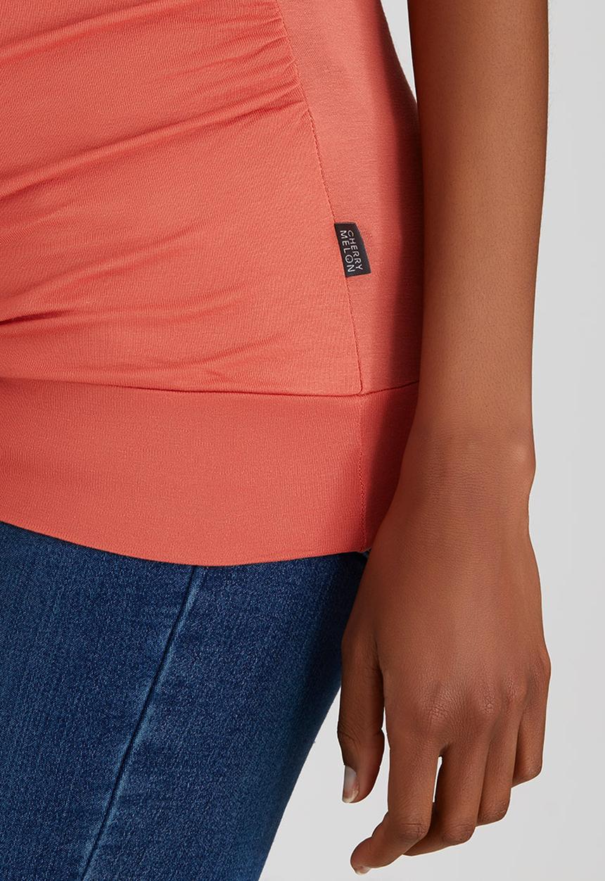 Cherry Melon - Short Sleeve Wrap Front Top Orange
