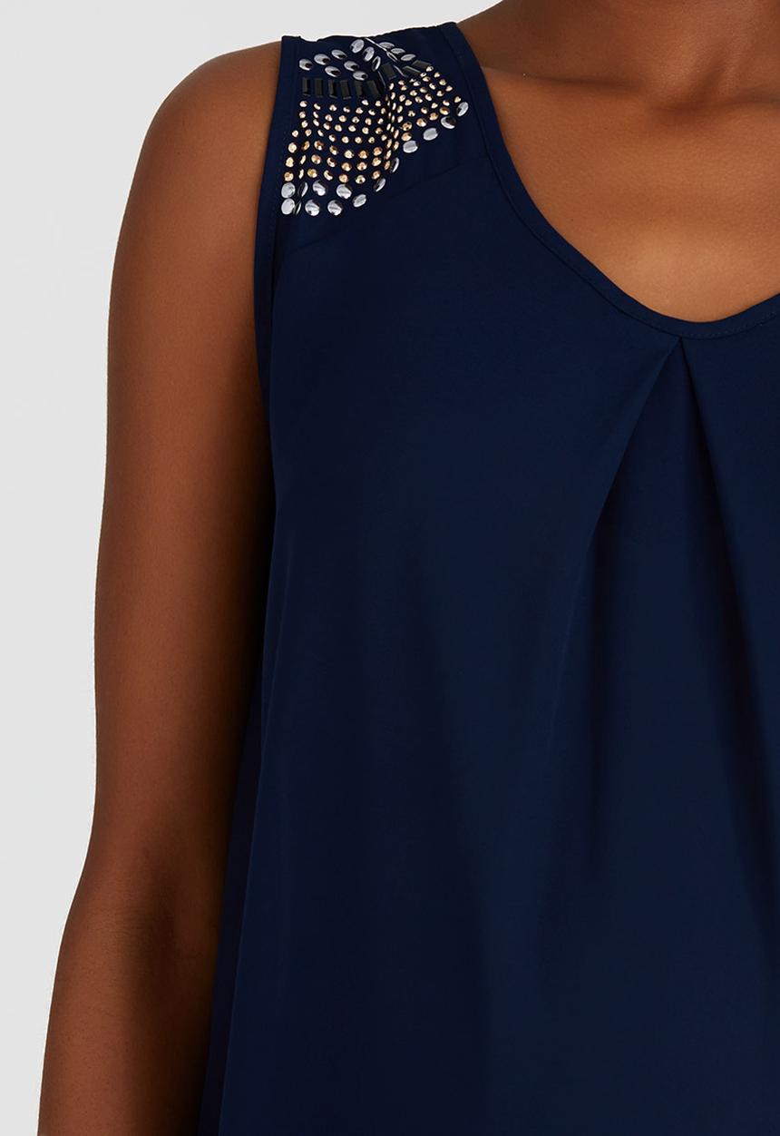 edit Maternity - Embellished Tank Navy