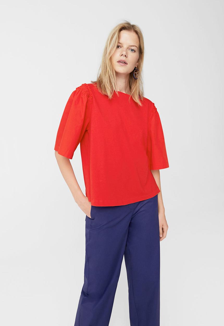 MANGO - Flared Sleeve T-shirt Red
