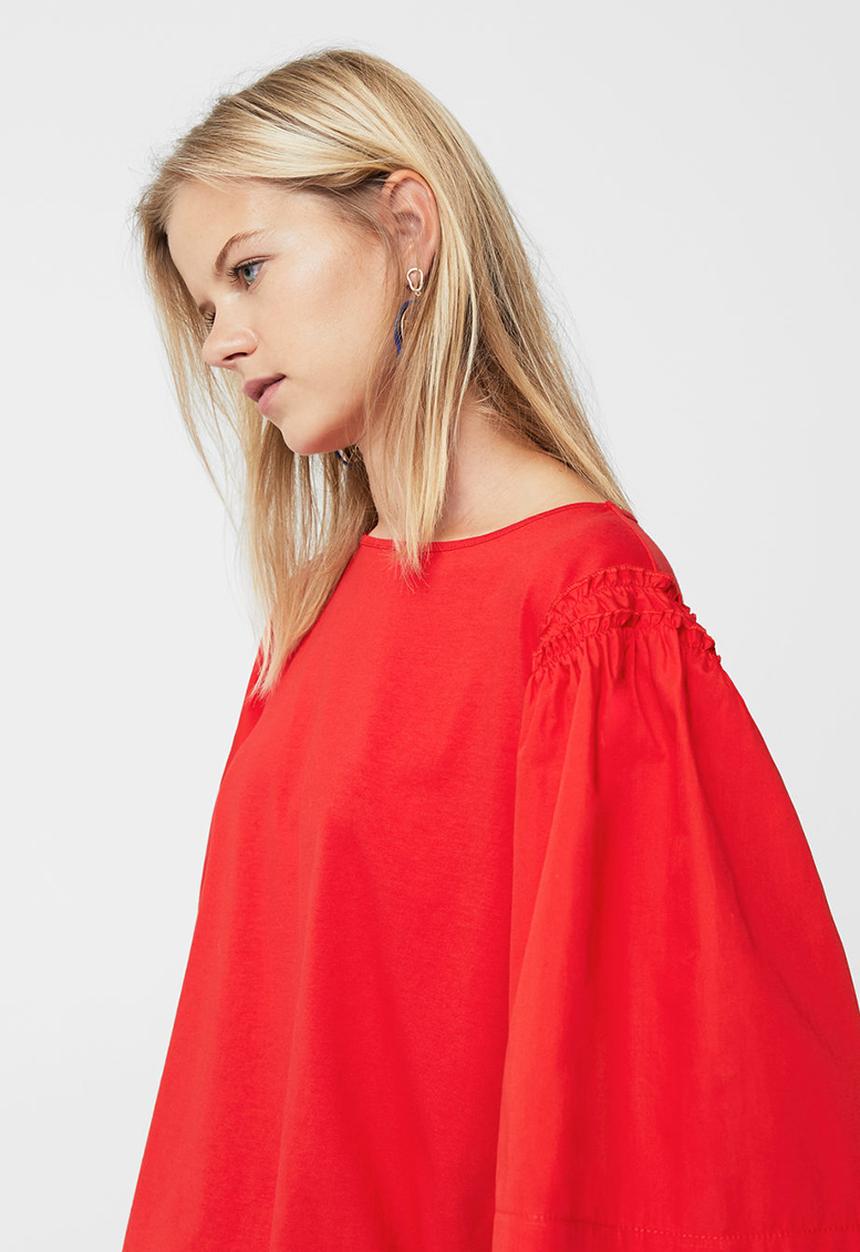 MANGO - Flared Sleeve T-shirt Red