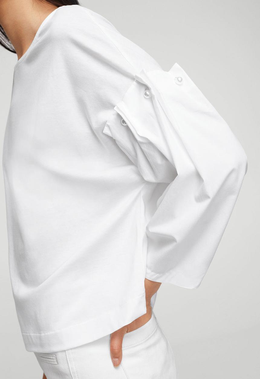 MANGO - Poplin Sleeved T-shirt Off White
