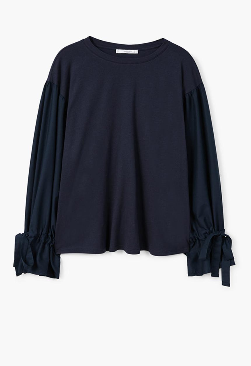 MANGO - Pintora Puffed Sleeves T-shirt Navy