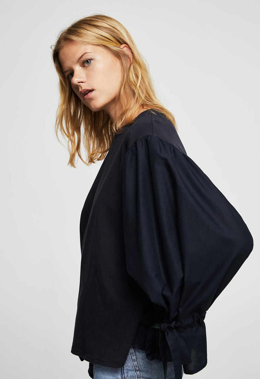 MANGO - Pintora Puffed Sleeves T-shirt Navy
