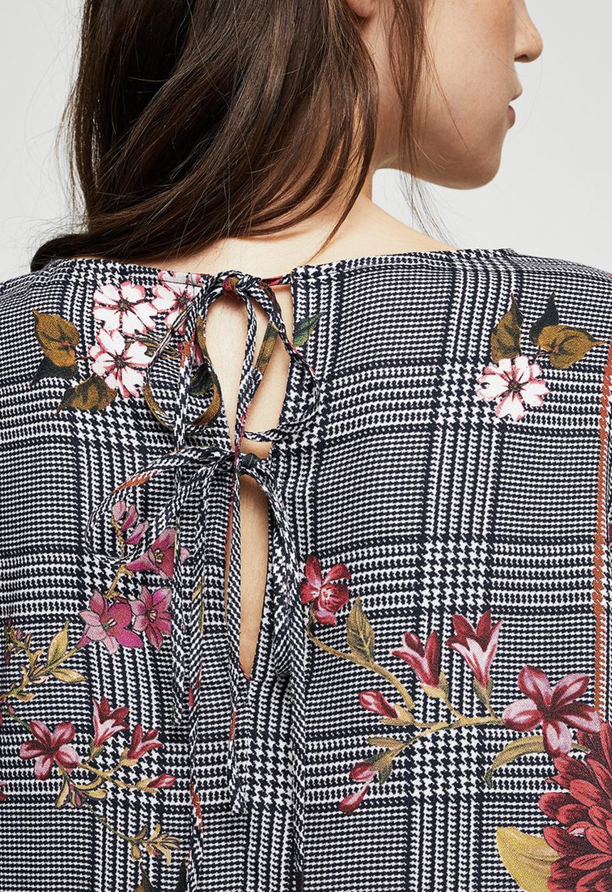 MANGO - Prince of Wales Check Blouse Black and White