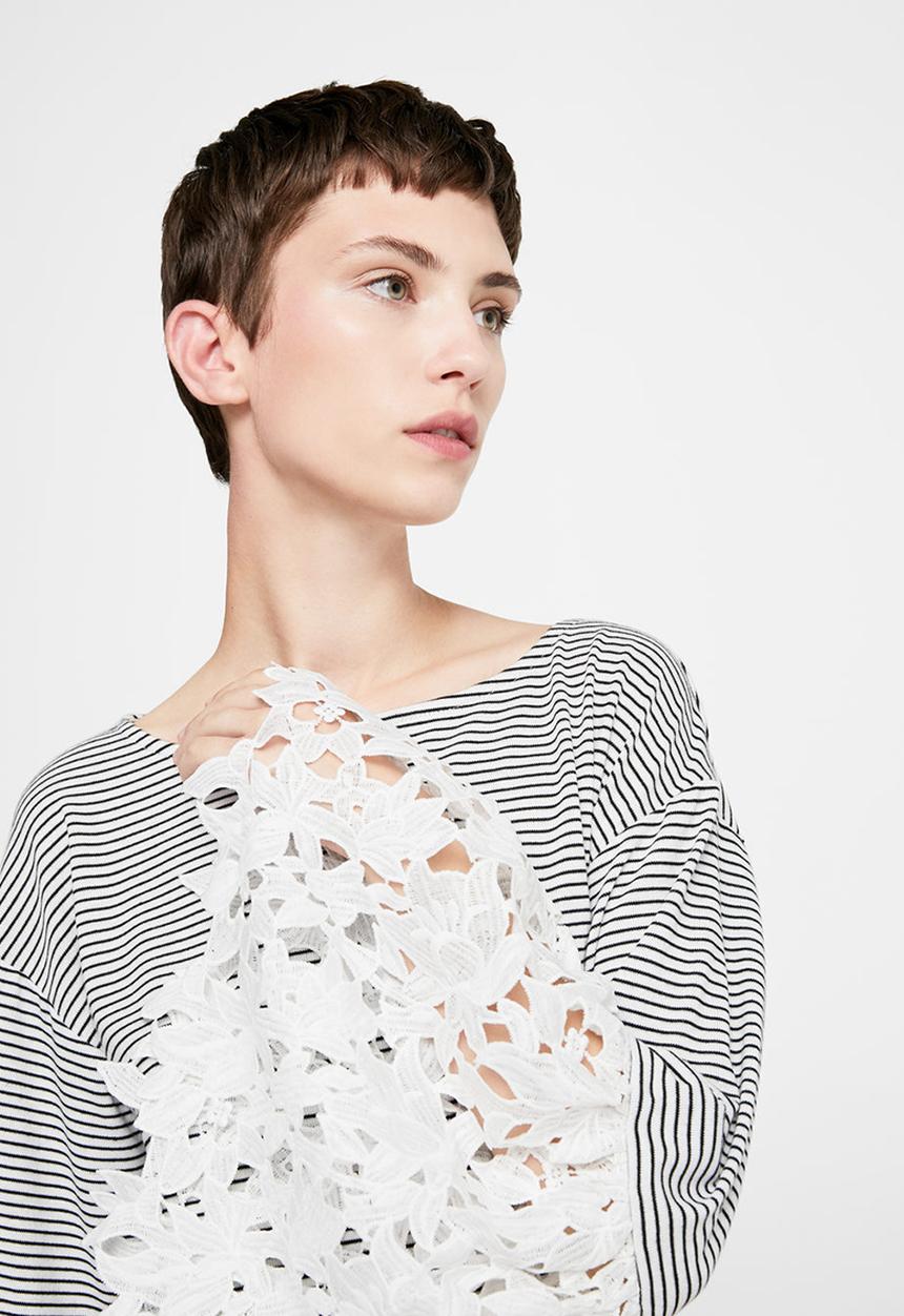 MANGO - Blonda Sleeve T-shirt Off White