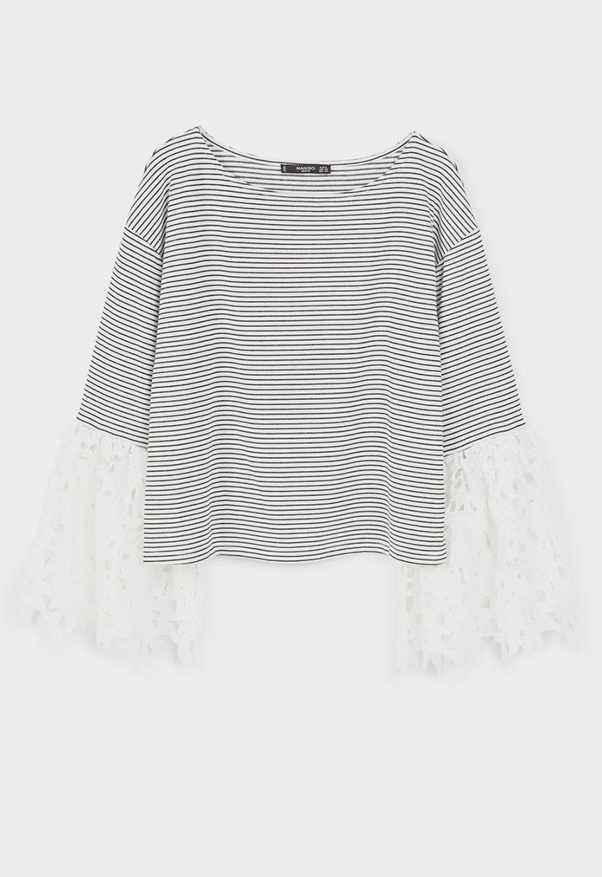 MANGO - Blonda Sleeve T-shirt Off White