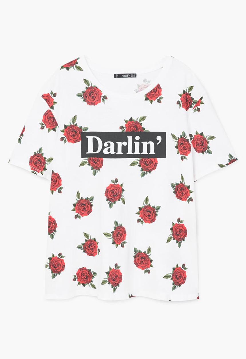 MANGO - Printed T-shirt White