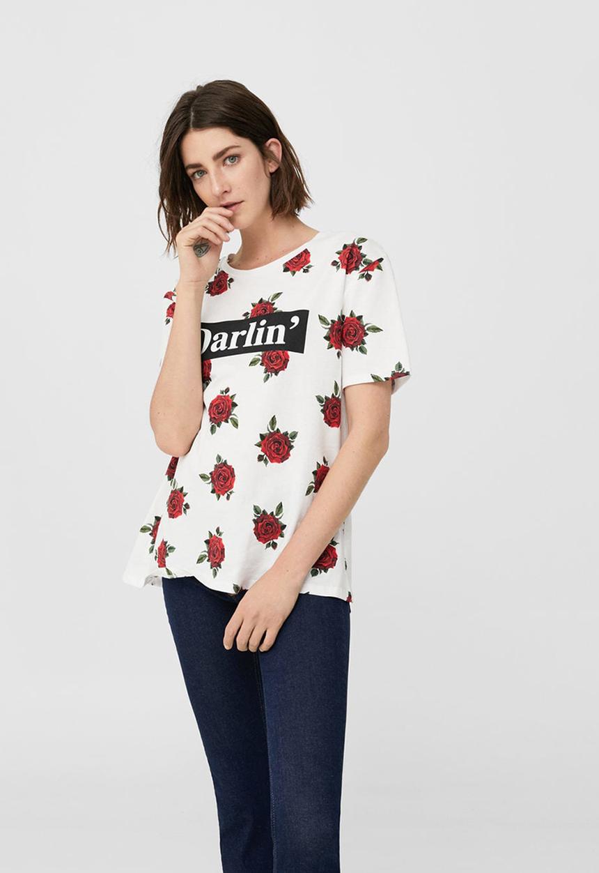 MANGO - Printed T-shirt White