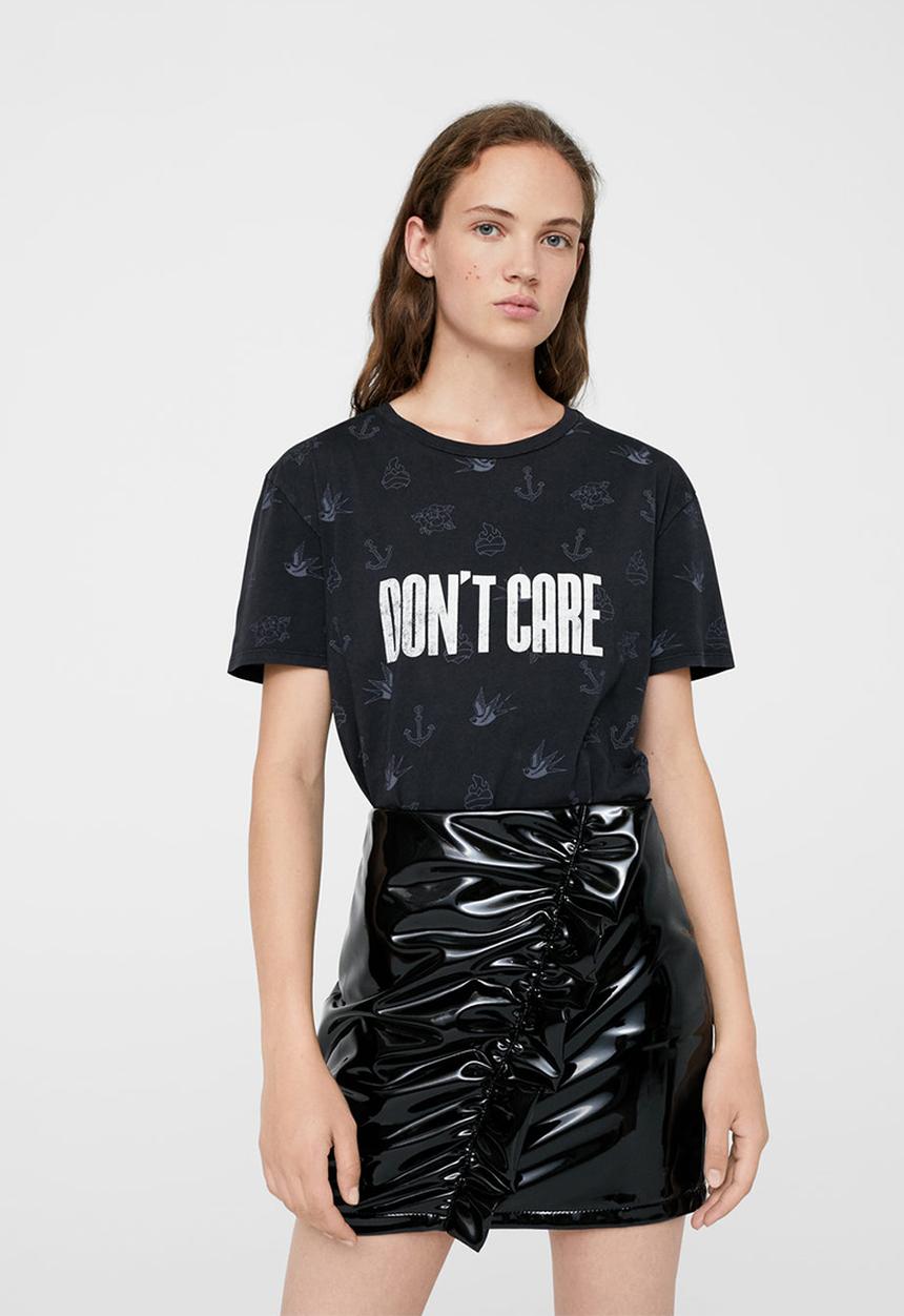 MANGO - Printed Cotton T-shirt Black