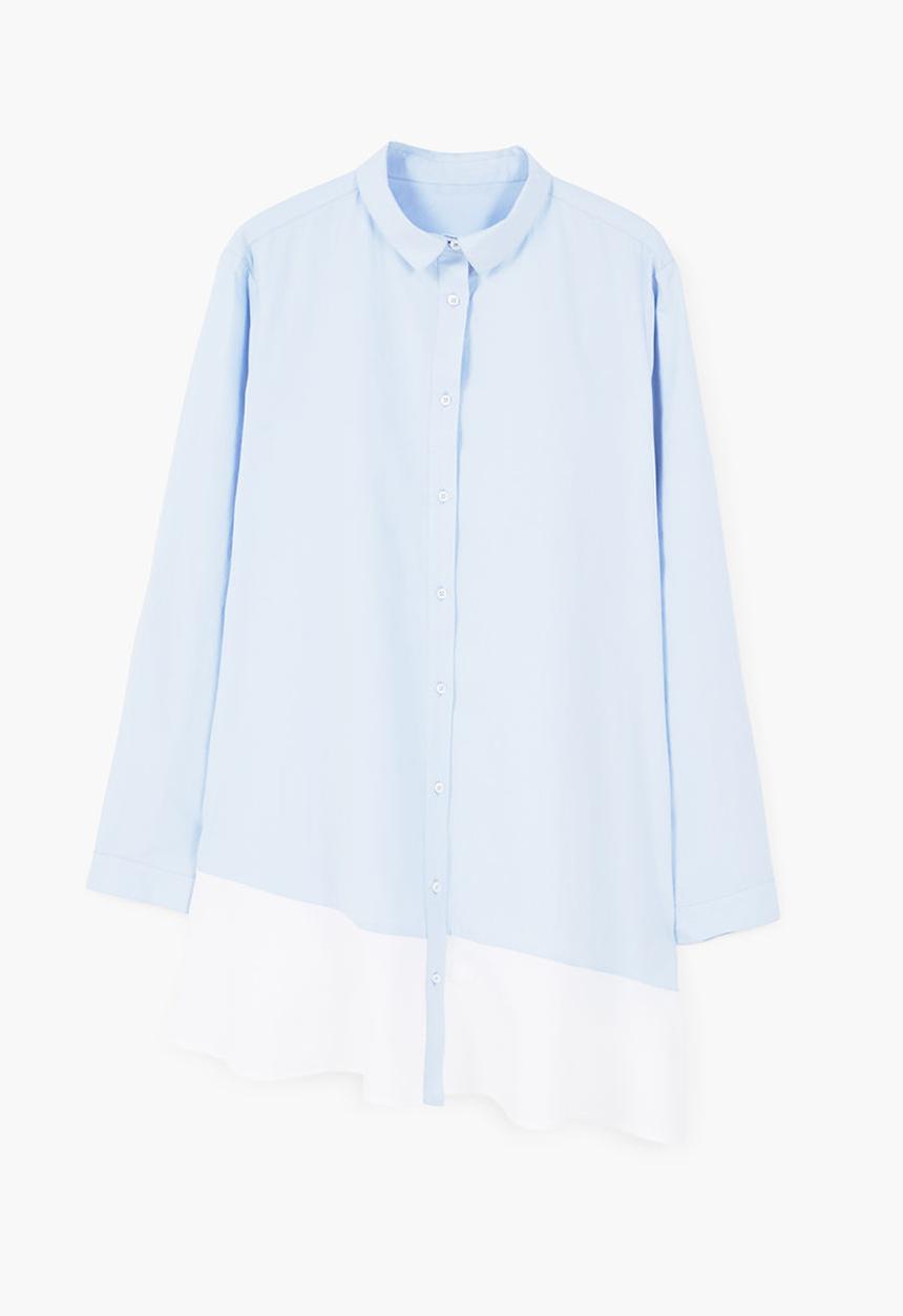 MANGO - Contrast Hem Shirt Pale Blue