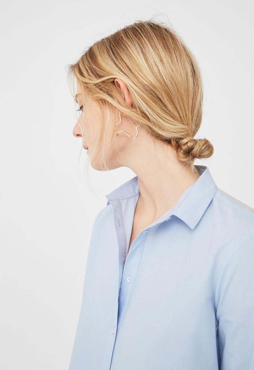 MANGO - Contrast Hem Shirt Pale Blue