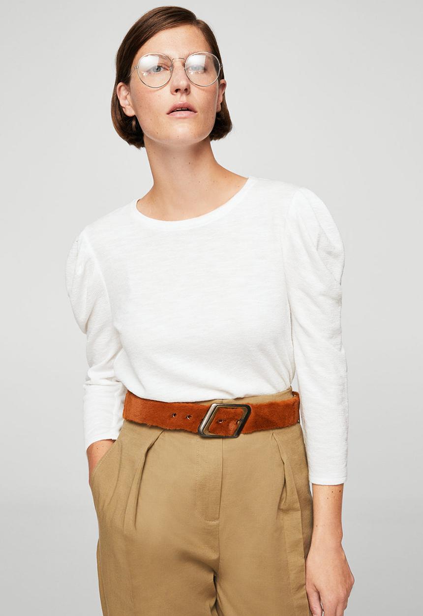MANGO - Duque Puffed Sleeves T-shirt White