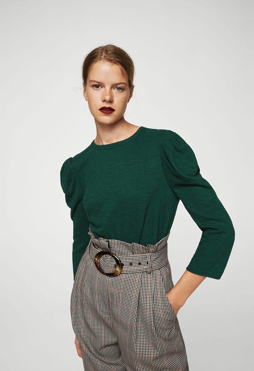 MANGO - Duque Puffed Sleeves T-shirt Dark Green