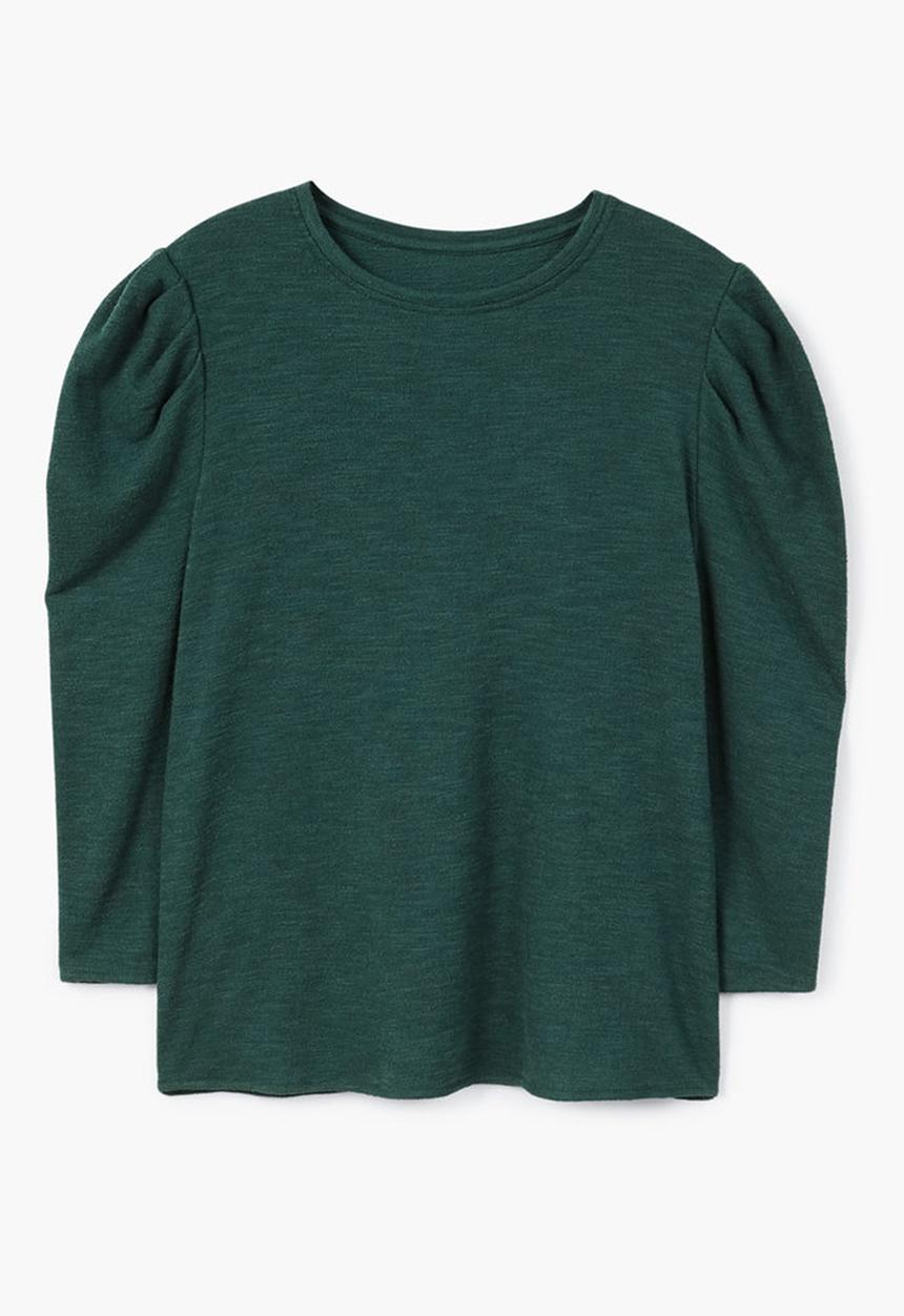 MANGO - Duque Puffed Sleeves T-shirt Dark Green