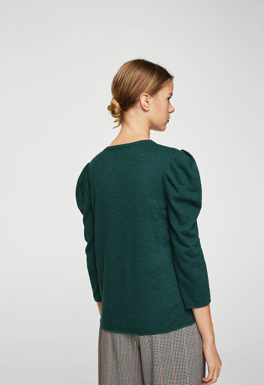 MANGO - Duque Puffed Sleeves T-shirt Dark Green