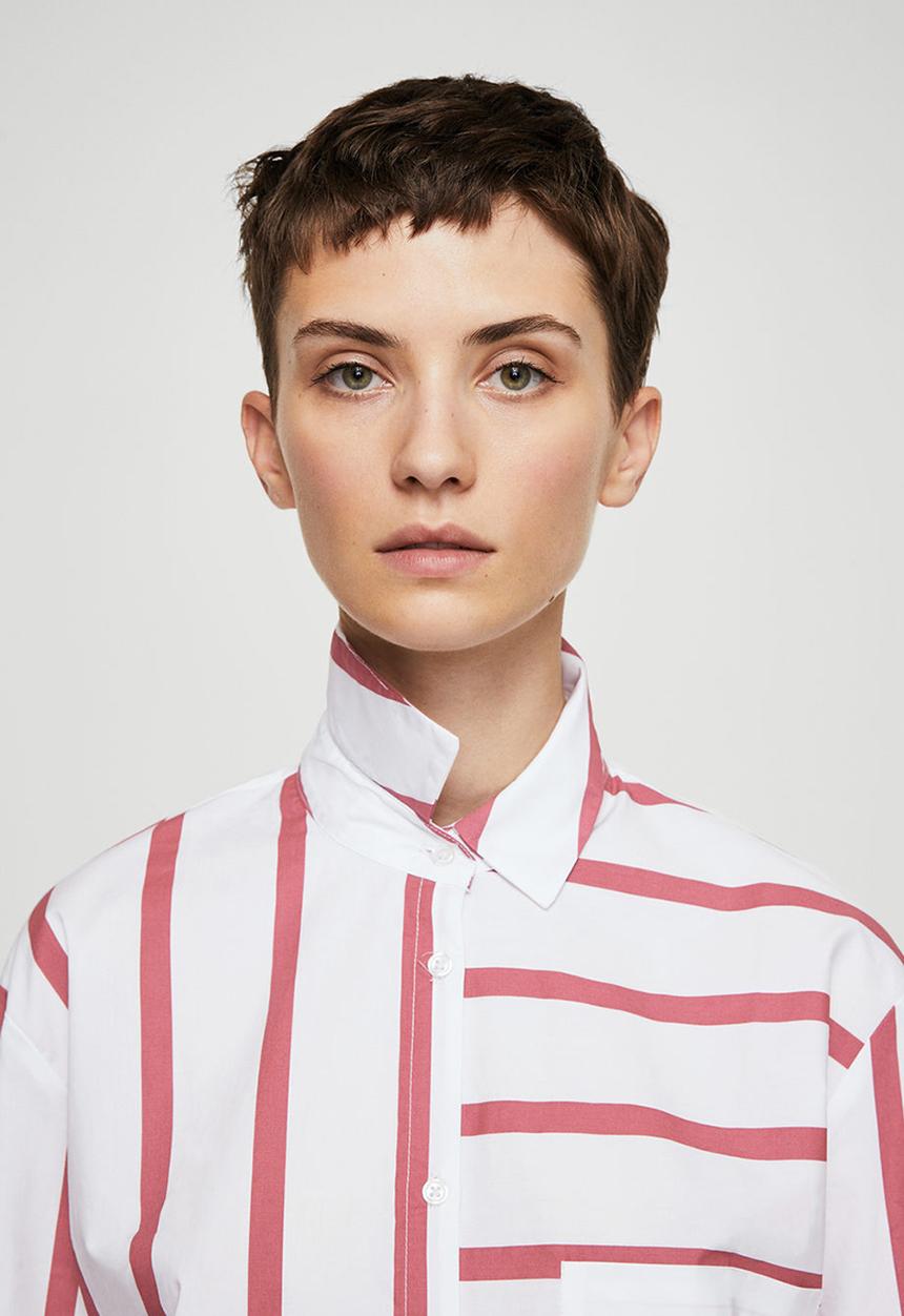 MANGO - Striped Shirt White