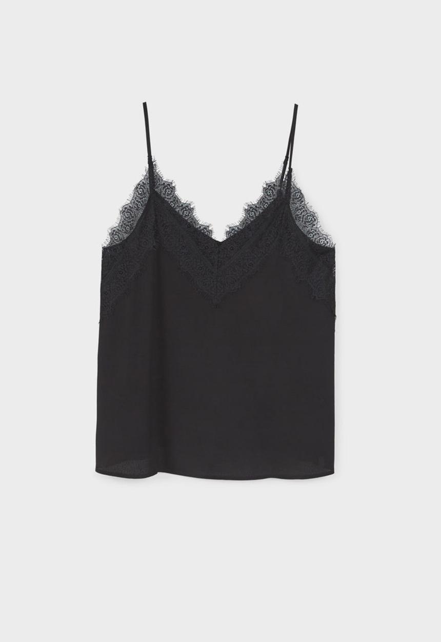 MANGO - Lace Camisole Black