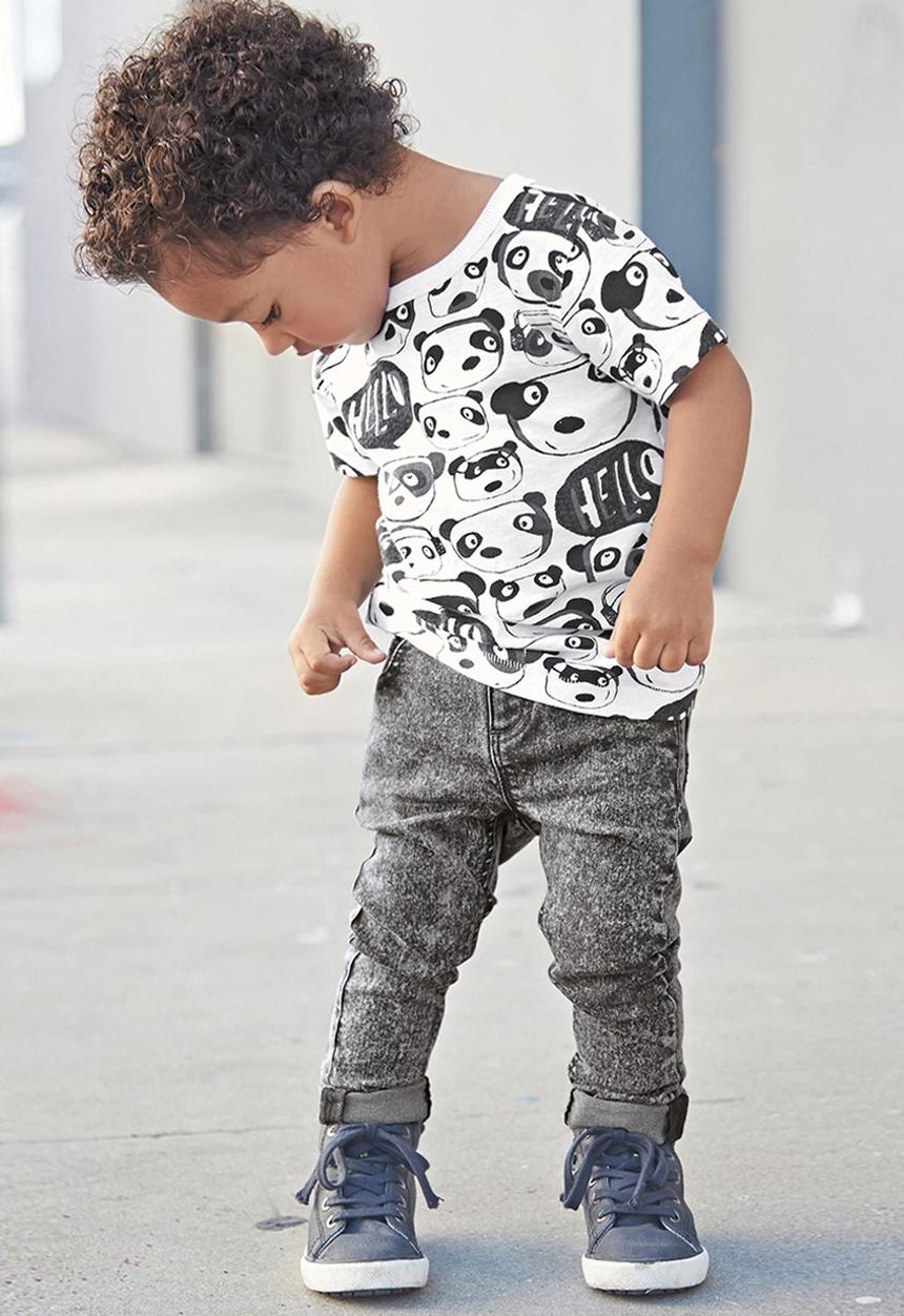 Next - Panda Printed T-shirt Black and White