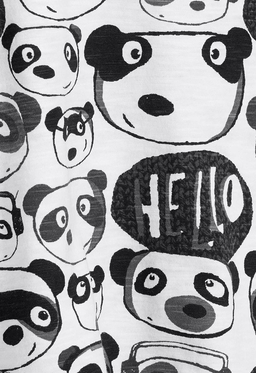 Next - Panda Printed T-shirt Black and White