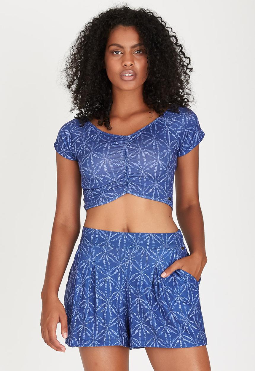 Roxy - Flower Chain Cropped Top Dark Blue
