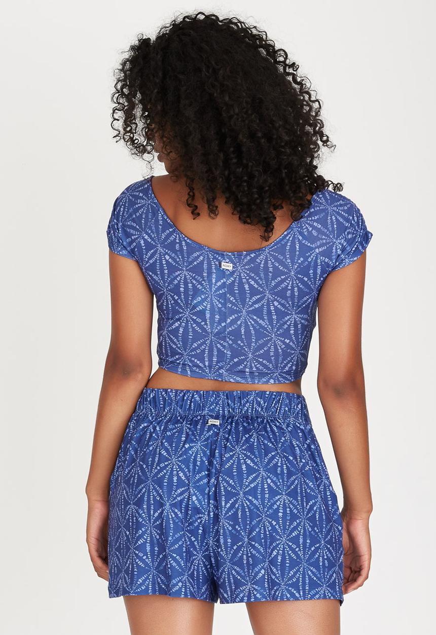 Roxy - Flower Chain Cropped Top Dark Blue
