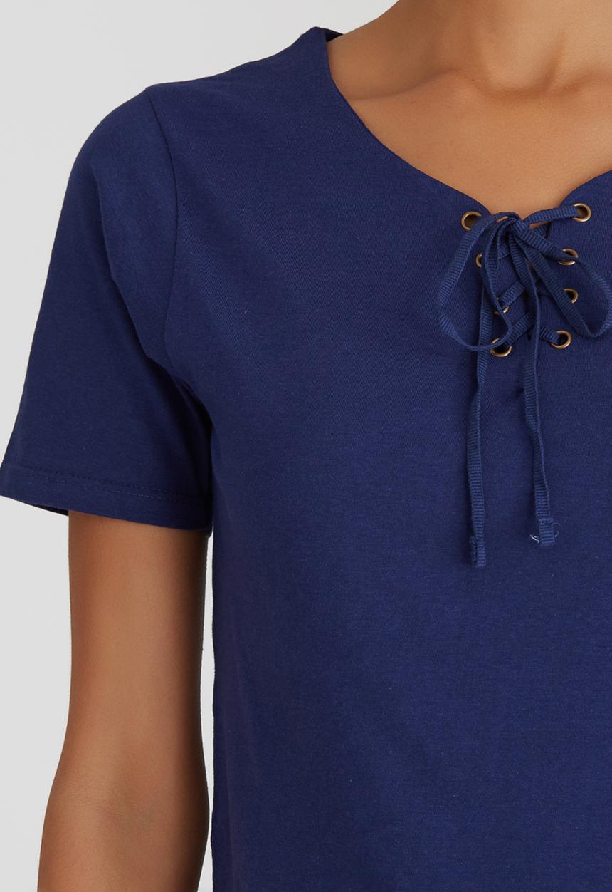 Brave Soul - Crop Tee with Tie Front Detail Navy
