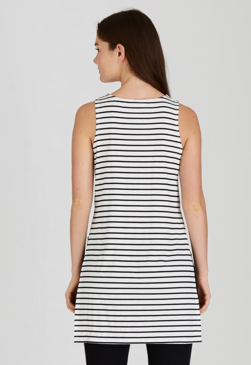Brave Soul - Longline Striped Tank Black and White