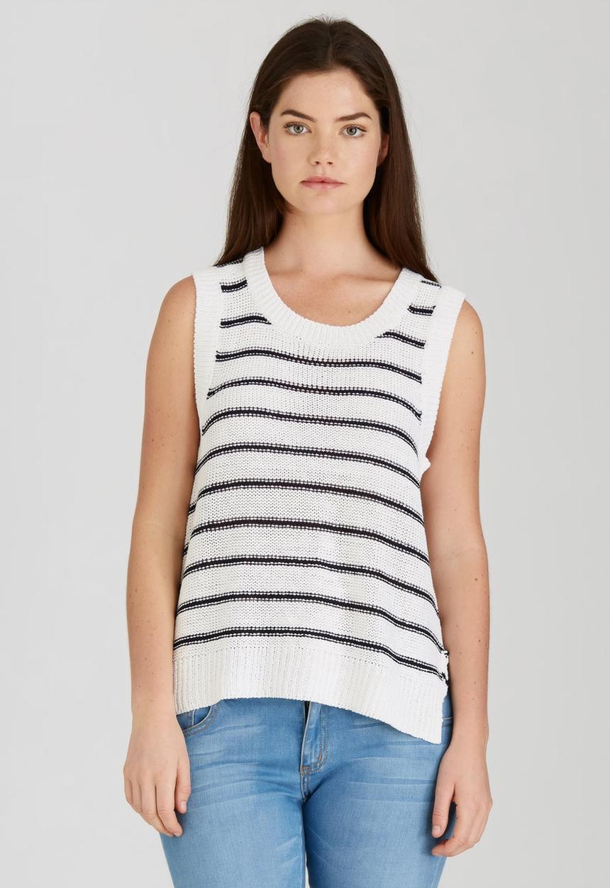 Brave Soul - Nautical Knit Tank Blue and White