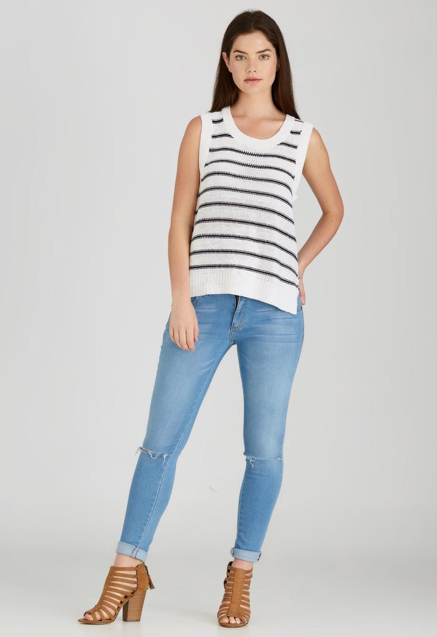 Brave Soul - Nautical Knit Tank Blue and White