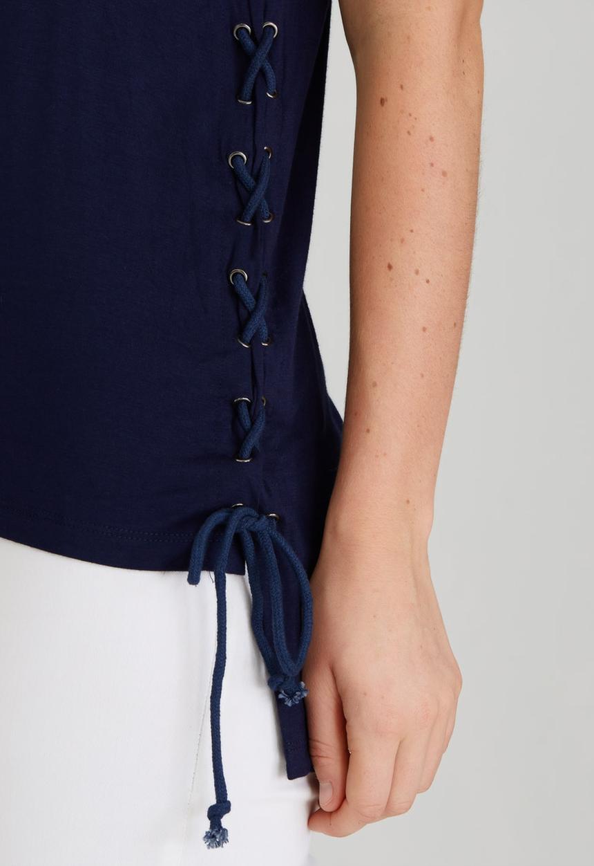 Brave Soul - Tee with Tie Side Detail Navy